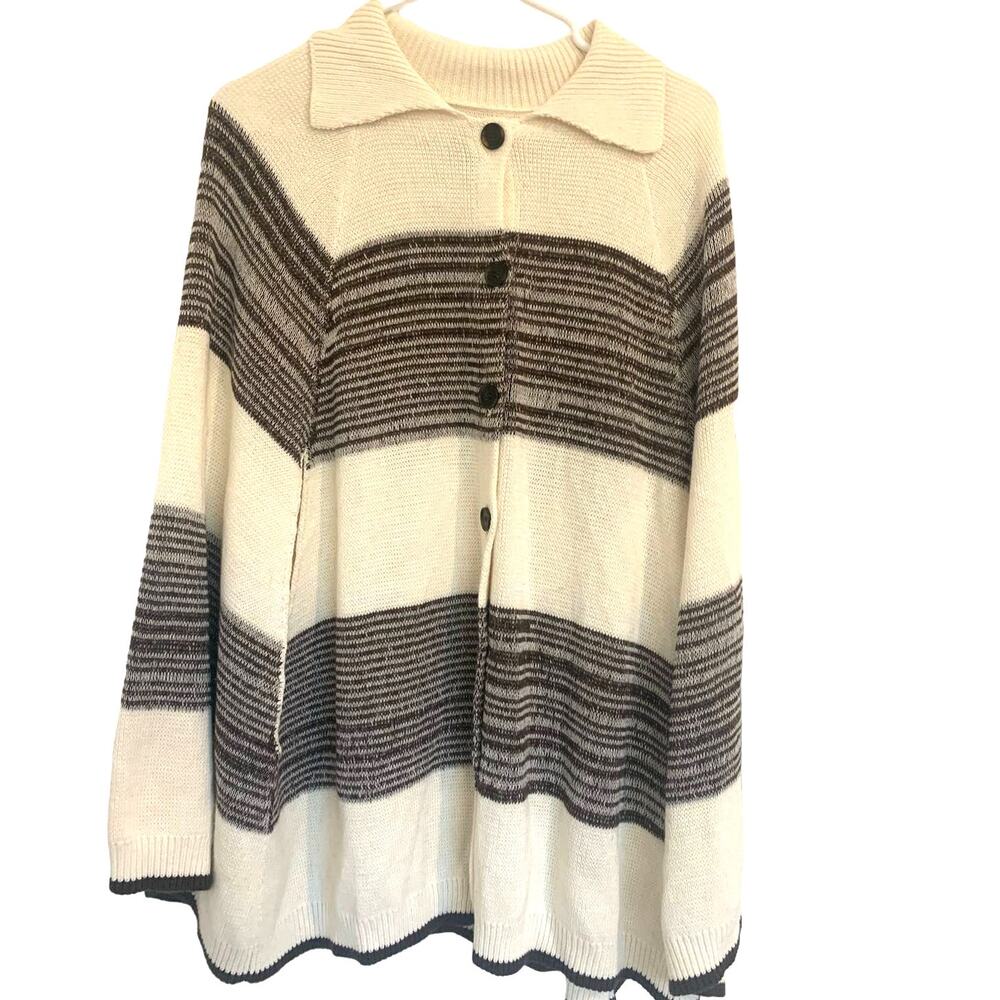 Michael Stars Poncho Cardigan XS/S Cream Button Front Knit Cashmere Blend